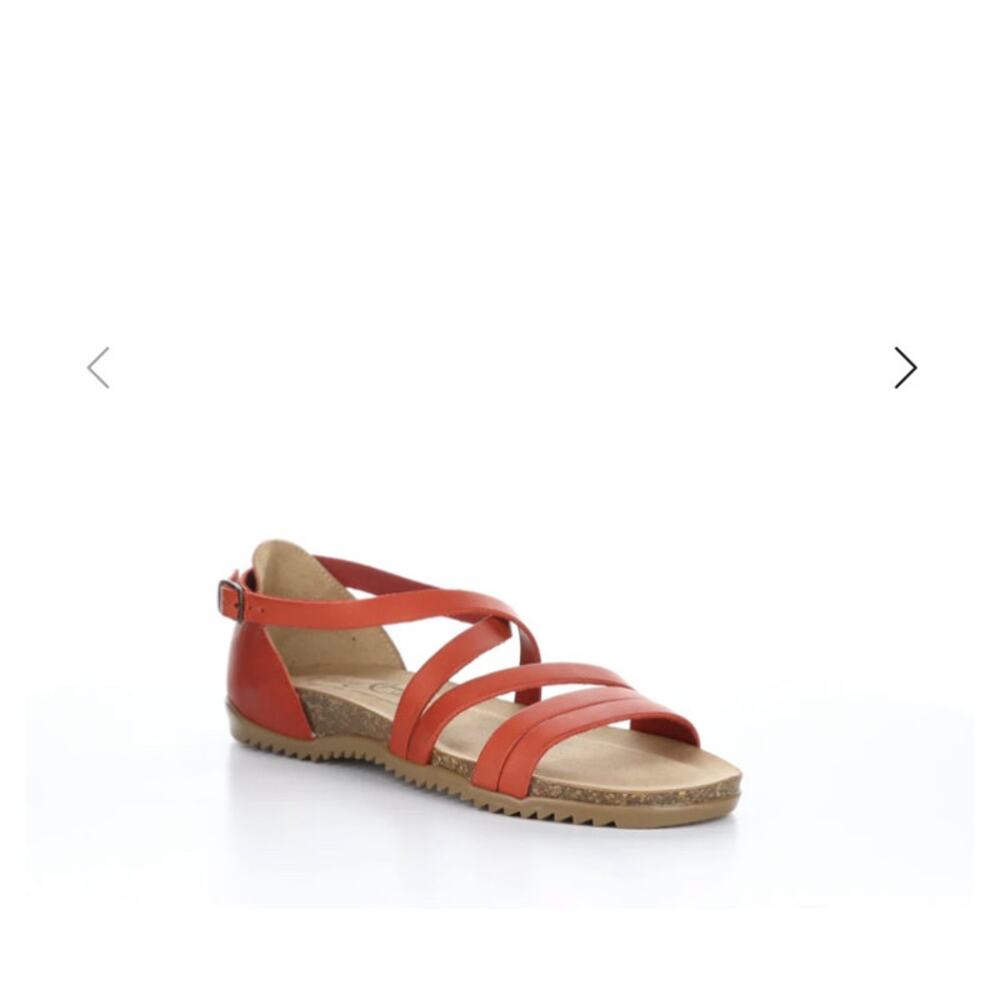 Bos & Co Sandals Leather Orange Strappy Cork Sole Made in Italy Size 37/6 - Picture 7 of 15